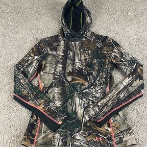 Under Armour Women's Hoodie M Camo Coldgear Scent Control RealTree Hunt T443